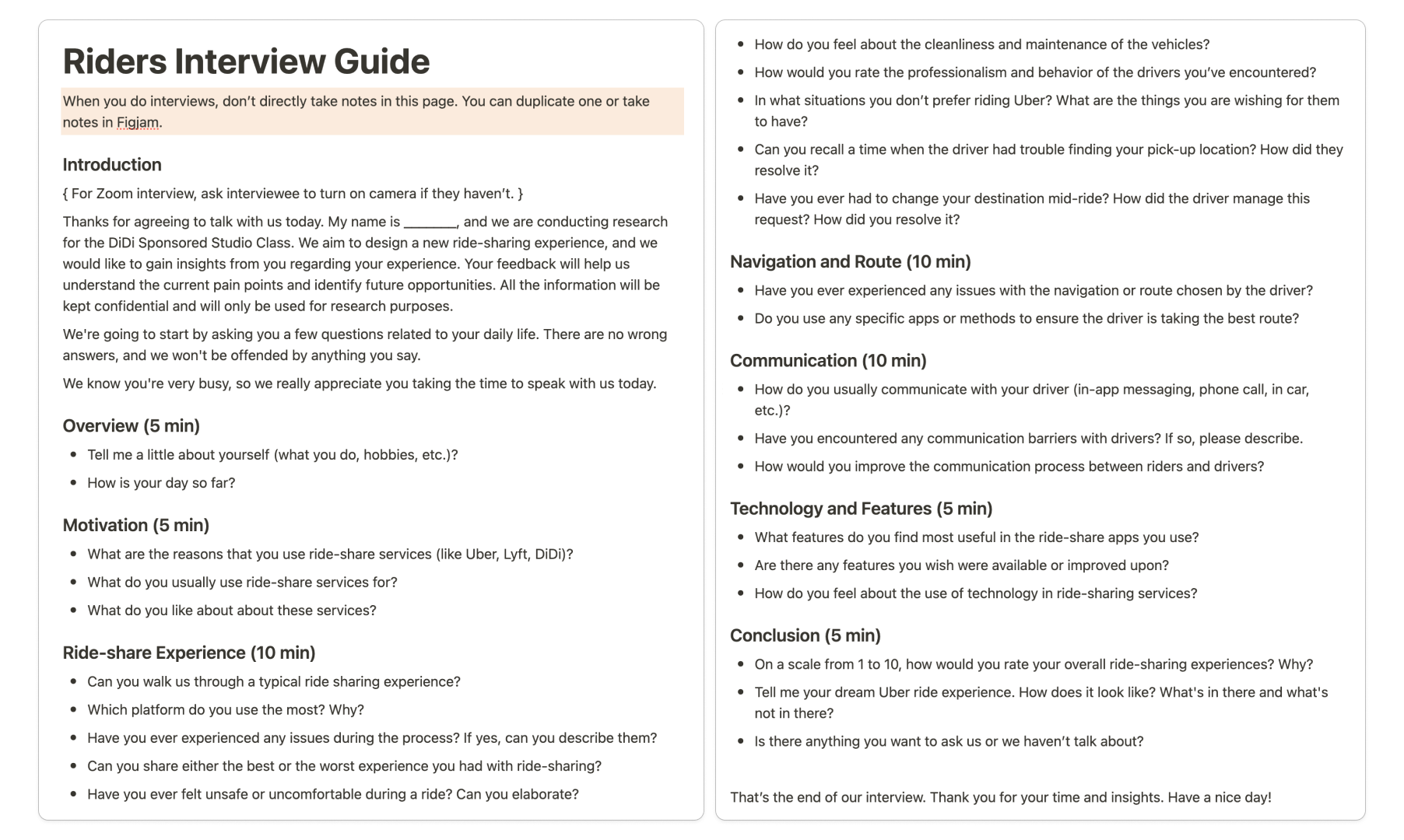 User Interview Guide
