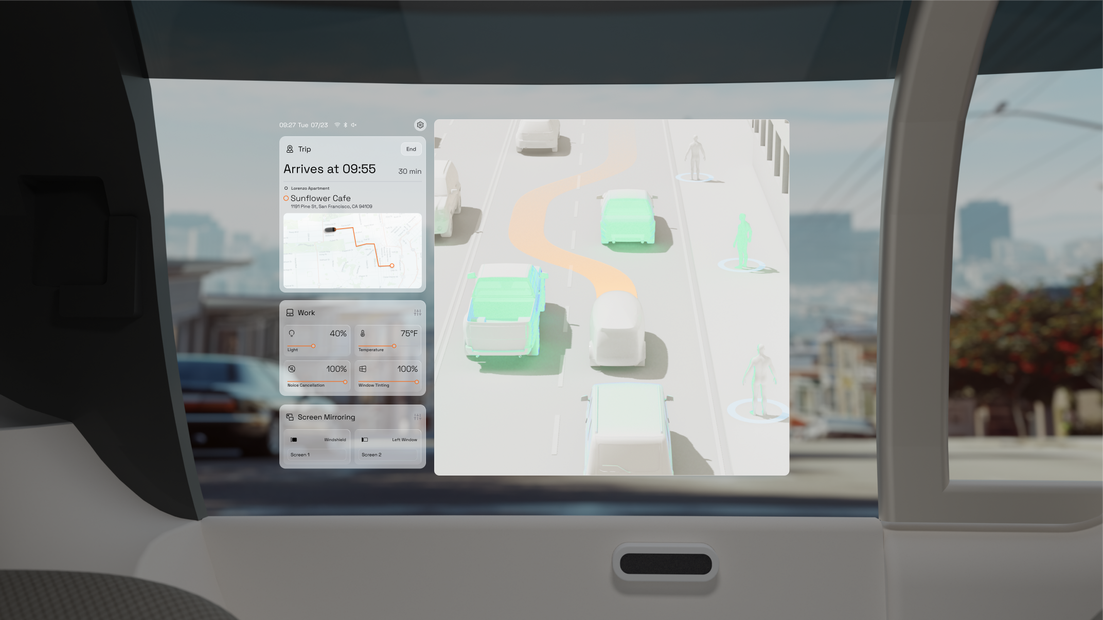 Smart glass interaction interface
